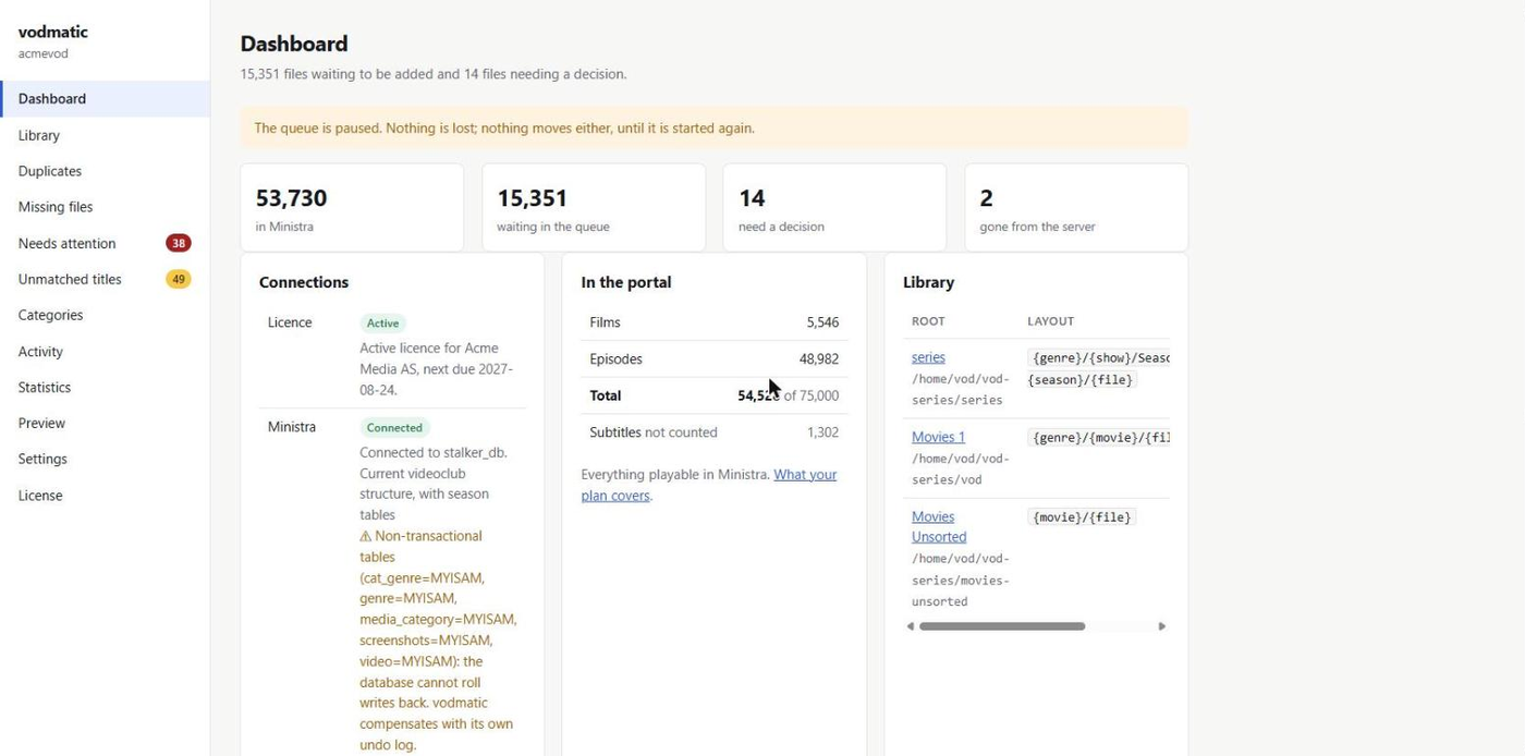The dashboard — what is in the portal, what is queued, and what needs you.